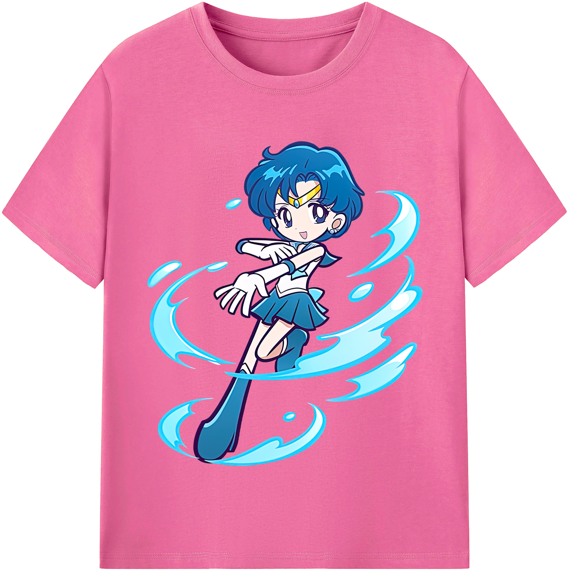 （画像用） 美少女戦士セーラームーン 水野 亜美 みずの あみ Sailor Moon Mizuno Ami レディースカジュアルプリントTシャツ（綿100％）